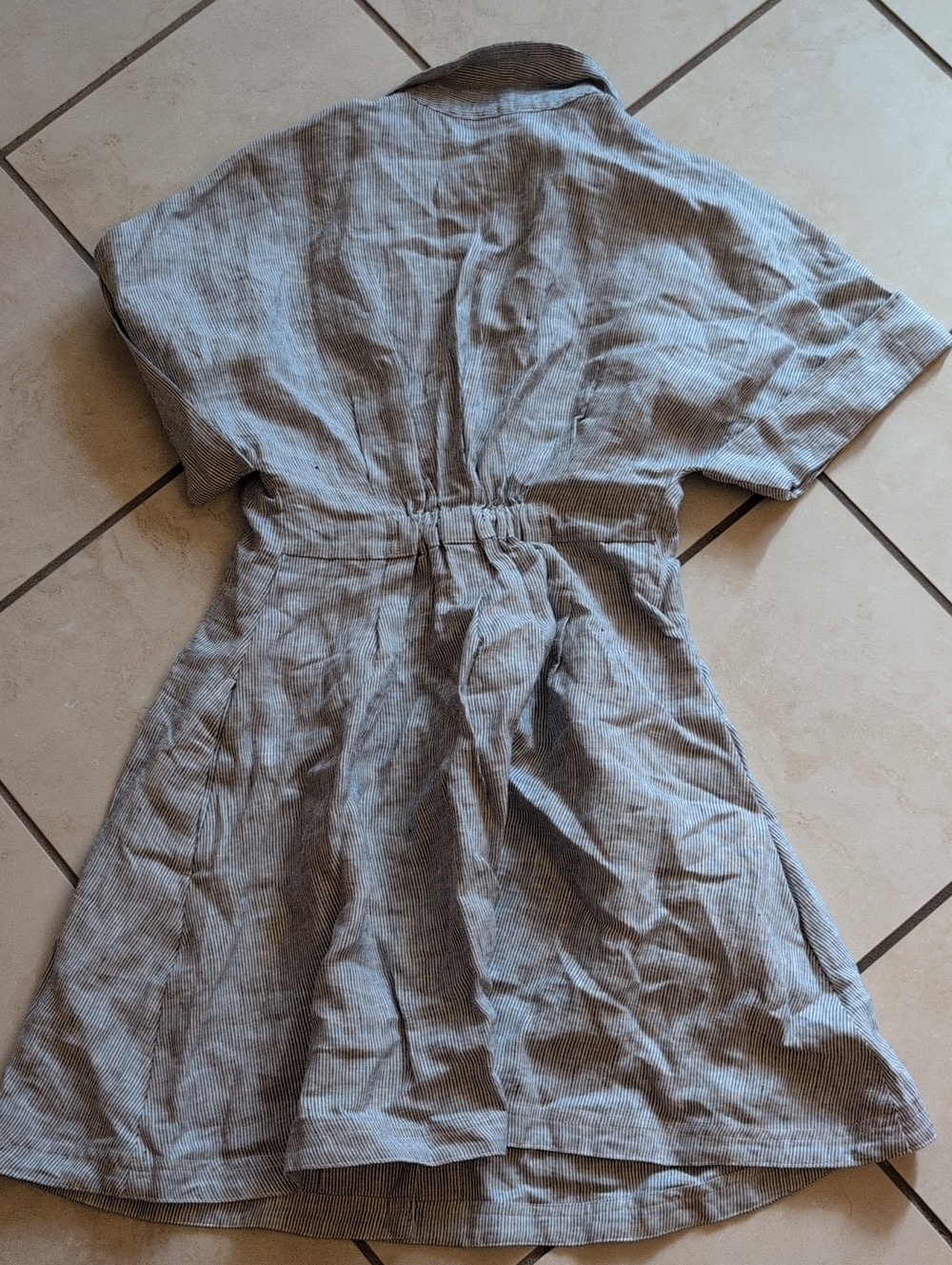 NWT Madewell Perry Mini Shirtdress Linen black white mini stripe Size L - Picture 3 of 11
